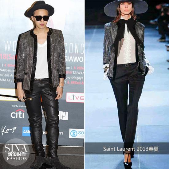 權志龍身穿Saint Laurent 2013春夏系列女裝