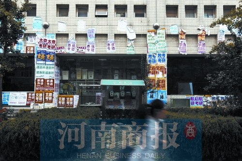 鄭州多所大學校園內(nèi)小廣告泛濫 其中涉招“男女公關(guān)”