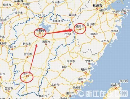 贛州到南昌高速公路400公里左右，南昌到浙江江山高速公路400多公里